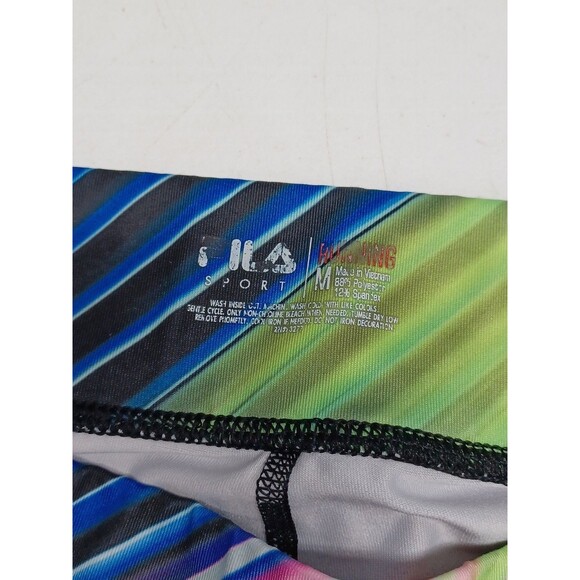Fila Sport Performance Running Mid Rise Capri Leggings M Neon Multicolor Rainbow - Picture 5 of 7